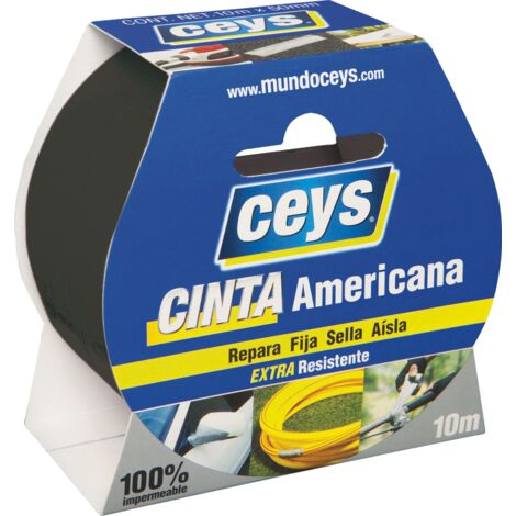Cinta americana negro extra resistente 50 mm x 10 m (1/4)