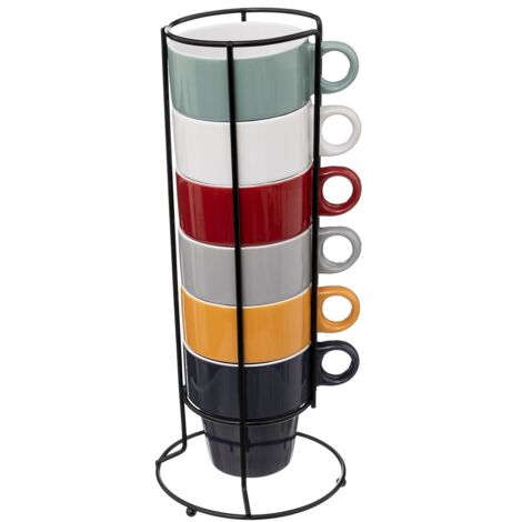 Set 6 tazas con soporte colores surtidos (1/4)