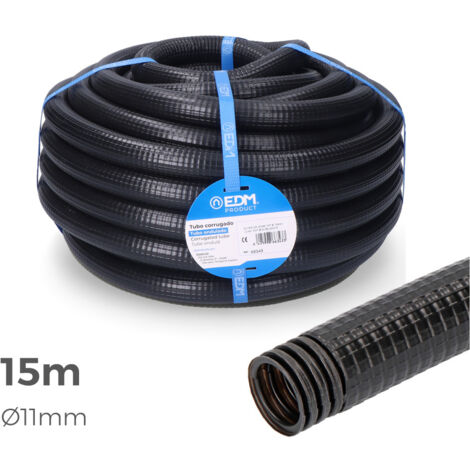 Edm Grupo 66302 Ferroplast para Exterior, Medida 11mm Ce M-16, 15 Metros, Negro