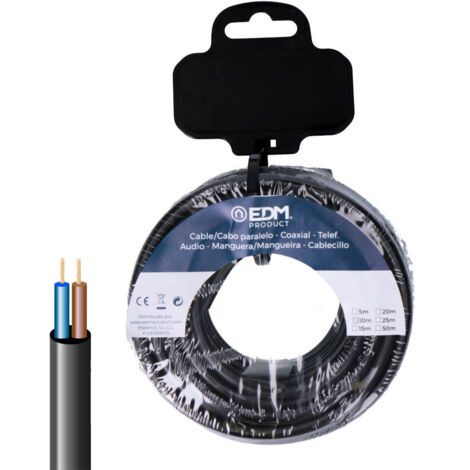 Carrete manguera tubular vv-k06/1kv 2 x 2,50 mm² negra, 15 m (1/2)