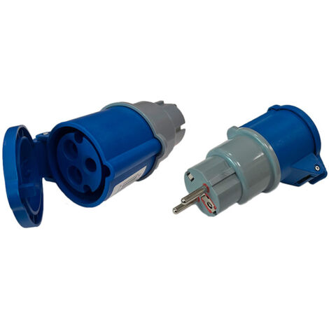 Adaptador schuko macho a cetac hembra, 2p+t, 250 v 16 a, azul y gris (1/2)