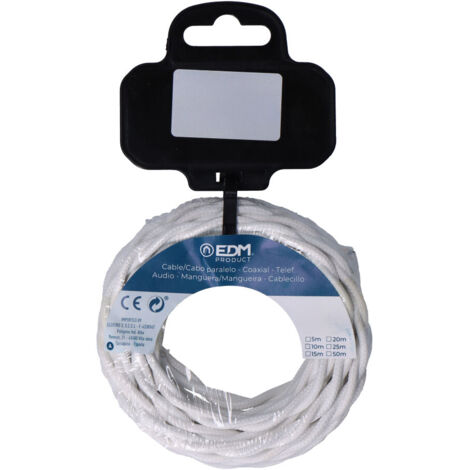 CABLE TEXTIL TRENZADO 2x0,75mm BLANCO 5m (1/2)