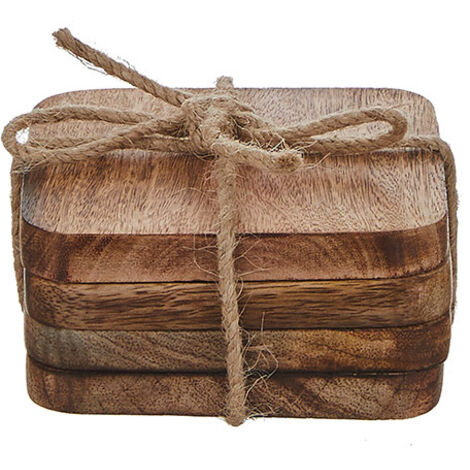 Posavasos de madera de mango modelo duko 10 x 10 x 5 cm 4 uds (1/2)