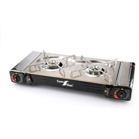 Cocina portátil compacta 2 fuegos butano para camping (1/5)