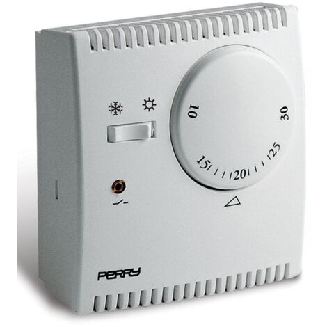 TERMOSTATO ANALOGICO DE EXPANSIÓN DE GAS SERIE TEG CON LUZ PILOTO Y SELECTOR VERANO/INVIERNO COLOR BLANCO PERRY (1/3)