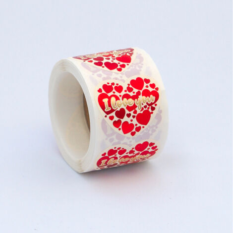 Etiquetas adhesivas corazón i love you, 250 uds, 45 x 40 mm (1/3)