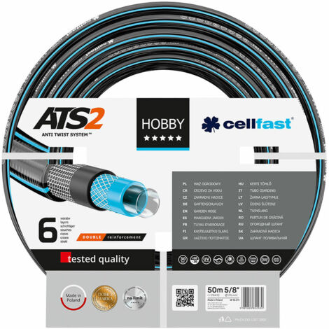Manguera de riego de 6 capas hobby ats2 de 15 mm x 50 m cellfast