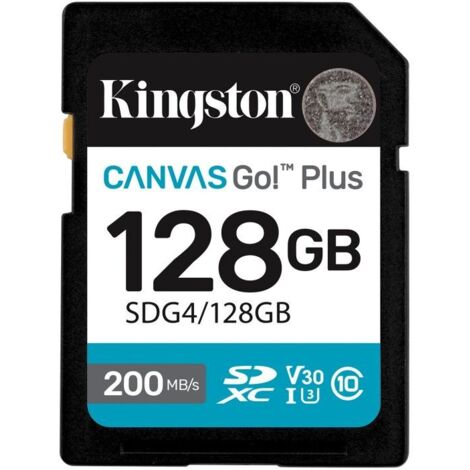 Kingston Technology 128GB SDXC Canvas Go Plus Gen4 200MB/s C10 UHS-I U3 V30 (1/2)