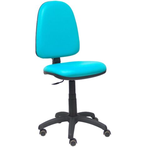 Silla Aýna similpiel verde turquesa ruedas de parqué (1/5)