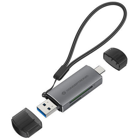 CARD READER EXTERNO CONCENTRONIC BIAN05G USB-C Y USB-A COMPATIBLE CON SD, SDHC, SDXC, Micro SD/T-Flash, Micro SDHC, Micro SDXC (1/4)