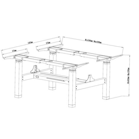 MESA ELECTRICA ERGONOMICA DOBLE CARA A CARA ALTURA REGULABLE SIN TABLERO COLOR ESTRUCTURA GRIS CON (1/2)