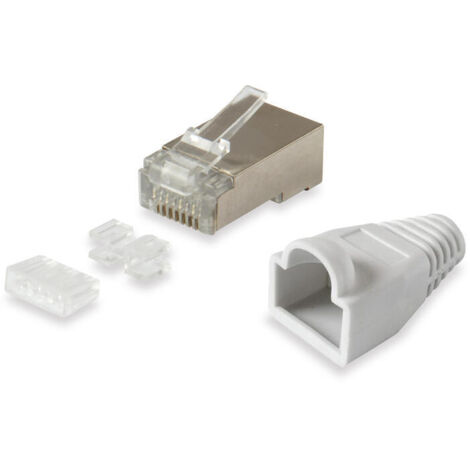KIT 100 CONECTORES RJ45 EQUIP CATEGORIA 6 FTP CON GUIA Y CAPUCHON (1/3)