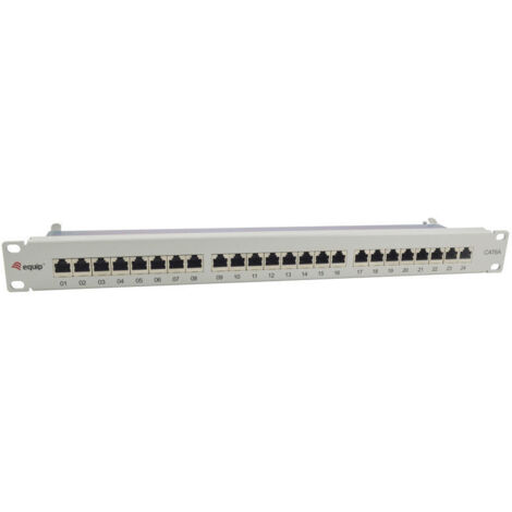 PATCH PANEL 24 PUERTOS CATEGORIA 6A APANTALLADO COLOR GRIS CLARO (1/3)