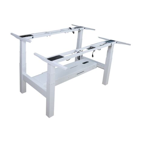 MESA ELECTRICA ERGONOMICA DOBLE CARA A CARA ALTURA REGULABLE SIN TABLERO COLOR ESTRUCTURA BLANCO C (1/2)
