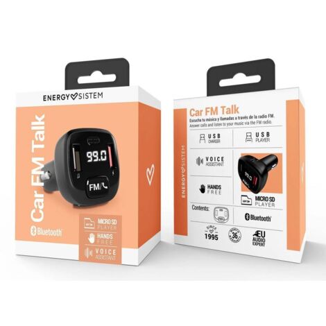 TRANSMISOR DE COCHE ENERGY SISTEM CAR FM TALK MANOS LIBRES BLUETOOTH 5.3 REPRODUCTOR VIA MICROSD O U (1/2)