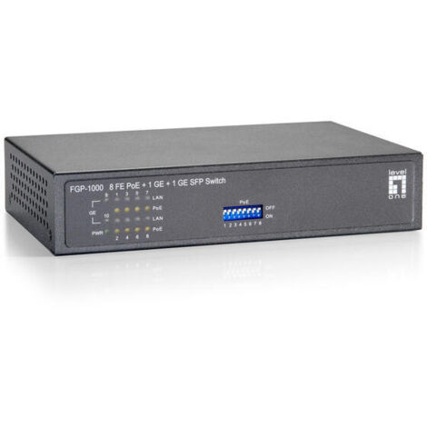 SWITCH LEVEL ONE NO GESTION 8P 10/100 1P 10 /100/1000 POE 115W + 1P SFP GIGABIT (1/4)