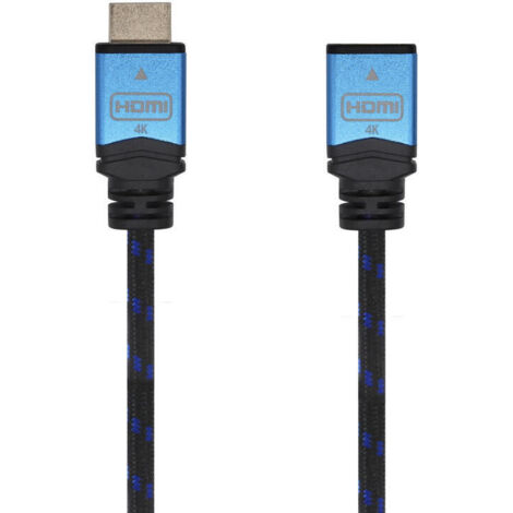 Cable Alargador HDMI Aisens A120-0453/ HDMI Macho - HDMI Hembra/ 2m/ Negro/ Azul (1/4)