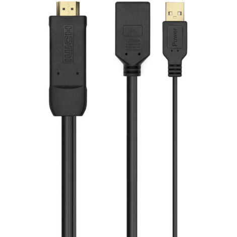 Cable Conversor Aisens A122-0642/ Displayport Macho - HDMI Macho - Displayport Hembra - USB Macho/ 10m + 10m/ Negro (1/4)