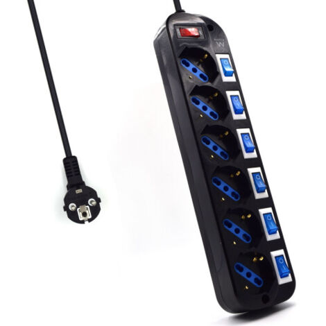 Ewent EW3851 limitador de tensión Negro 6 salidas AC 220 V 1,5 m (1/5)