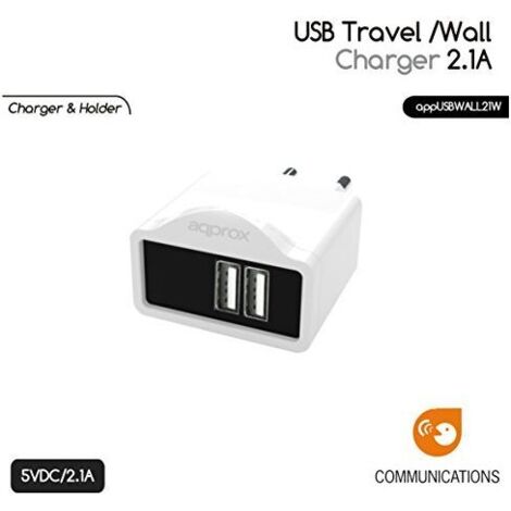 CARGADOR APPROX 2 PUERTOS USB APPUSBWALL21W (1/5)