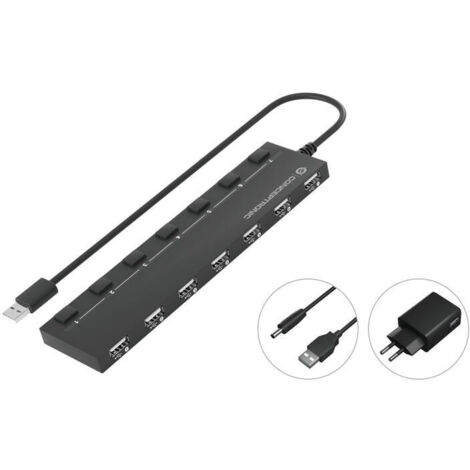 HUB USB 2.0 CONCEPTRONIC HUBBIES08 7 PUERTOS CON INTERRUPTORES CON ALIMENTADOR (1/2)