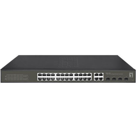 SWITCH SEMIGESTIONABLE LEVEL ONE HILBERT 4P POE 10/100/1000 380W +4P SFP COMBO 10/100/1000 CARCASA METALICA (1/4)