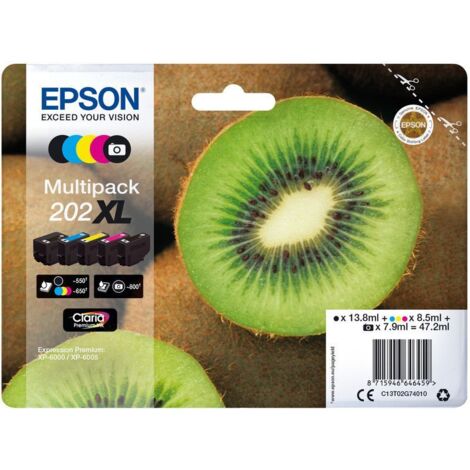 Cartucho de Tinta Original Epson nº202 XL Alta Capacidad Multipack/ Negro/ Negro Fotográfico/ Amarillo/ Cian/ Magenta (1/5)
