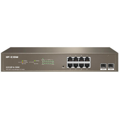 IP-COM Networks G3310P-8-150W switch Gestionado L2 Gigabit Ethernet (10/100/1000) Energía sobre Ethernet (PoE) Gris (1/4)