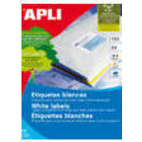 Etiquetas Adhesivas Apli 01263/ 64.6 x 33.8mm/ 100 Hojas (1/4)