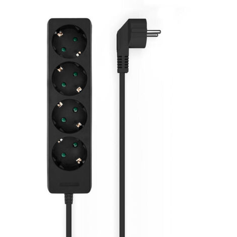 AISENS Base multiple 4 tomas sin interruptor con cable 3x1.5mm2, negro, 1.4m (1/3)