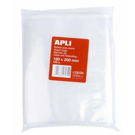 Bolsa plastico autocierre 180x250 mm paquete de 100 (1/2)