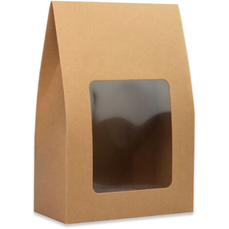 Caja alta de cartón con ventana 24x16x8 cm para bolsa vela taza