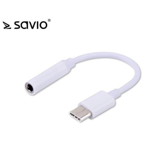 ADAPTADOR USB-C A JACK 3.5 SAVIO AK-35 WHITE (1/2)
