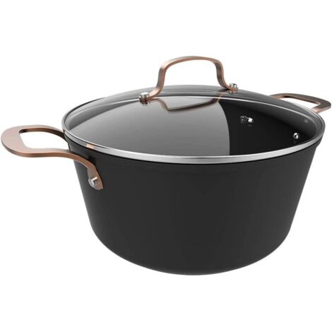 Olla de 28cm de aluminio forjado, de 7,1 L de capacidad. Con 4 mm de base para inducción y revestimiento antiadherente de de alta calidad Platinum Plus Teflon® Nonstick Coating,100 % libre de PFOA. (1/5)