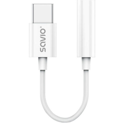 Adaptador USB-C a Jack 3.5 mm Savio AK-51 Blanco 11 cm (1/3)