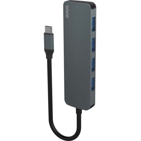 Hub USB-C 4 Puertos Savio AK-54 Gris (1/5)