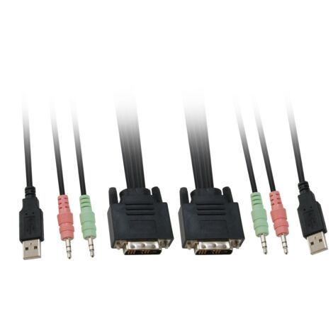 CONMUTADOR AUTOMATICO LEVEL ONE V/T/M 1a2 CPUs DVII USB CON AUDIO CABLES INCLUIDOS KVM-0260 (1/2)