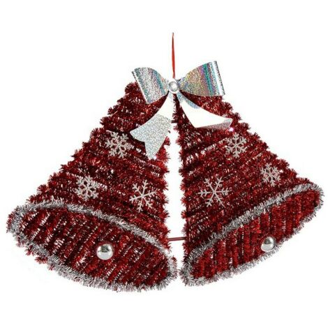 Adorno navideño blanco rojo polipropileno plástico campanas 30,8 x 5,4 x 50,5 cm luz led