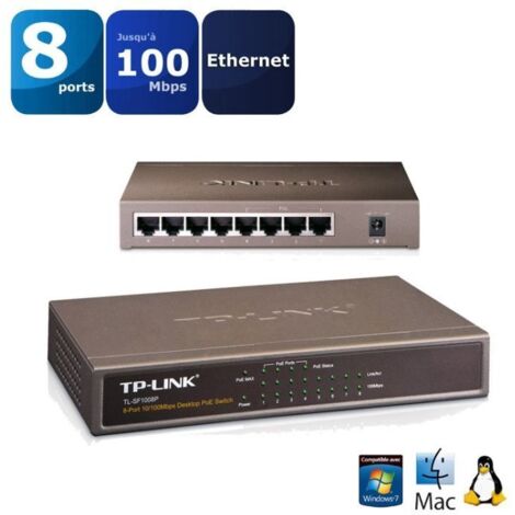 Switch TP-Link SF1008P 8 Puertos/ RJ-45 10/100 PoE (1/5)