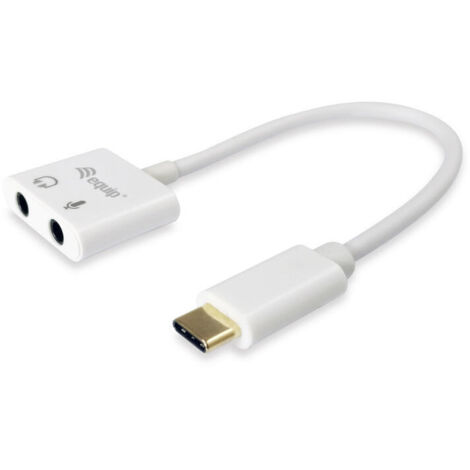 CABLE ADAPTADOR USB-C A AUDIO 2 JACK 3.5MM HEMBRA PARA AURICULAR Y MICROFONO (1/4)