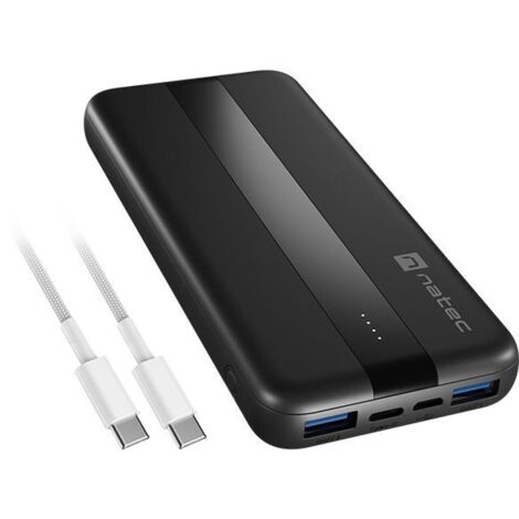 POWERBANK NATEC TREVI SLIM QV2 10000MAH 2XUSB-A 18W + 1XUSB-C 20W + CABLE USB-C (1/2)