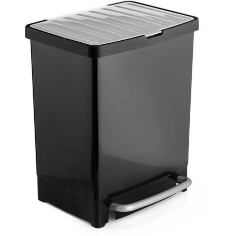 CUBO PEDAL RECICLAJE NEGRO 25L