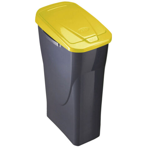 Cubo 15 litros ecobin con tapa color negro/amarillo 20x31x42cm mondex