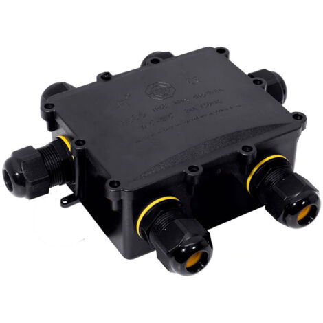 Caja de empalmes aerea para exterior estanca con 6 prensaestopas ip68 para exterior 13,5x11,5x4,7cm black series solera (retractilado) bk-6p
