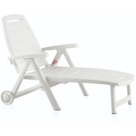 Tumbona plegable antibes blanca c/ ruedas 55364 BERNET