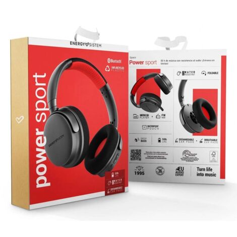 HEADSET BLUETOOTH ENERGY SISTEM POWER SPORT 50h IPX5 RADIO ALMOHADILLAS DESMONTABLES (1/2)