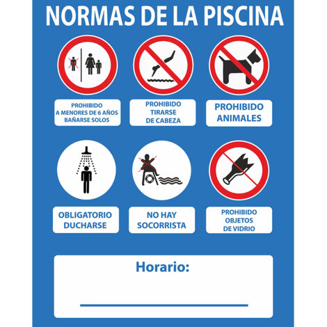 Cartel normas piscina pvc 0,4mm 500x400mm normaluz