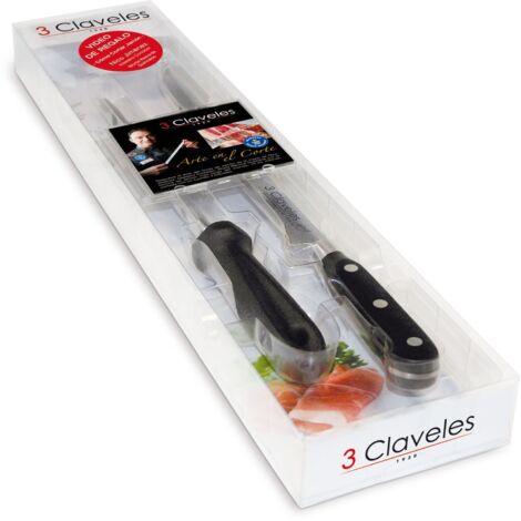 Set cuchillo jamonero y chaira profesional 01700 3 claveles (1/3)
