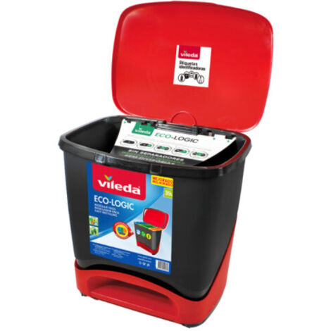 Cubo de basura Vileda ECO-LOGIC Polipropileno 39 L Negro Rojo Rojo/Negro (1/3)