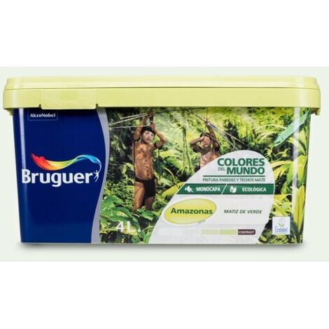 Bruguer Colores del Mundo Pintura para paredes monocapa Amazonas Matiz de Verde 4 L (1/5)